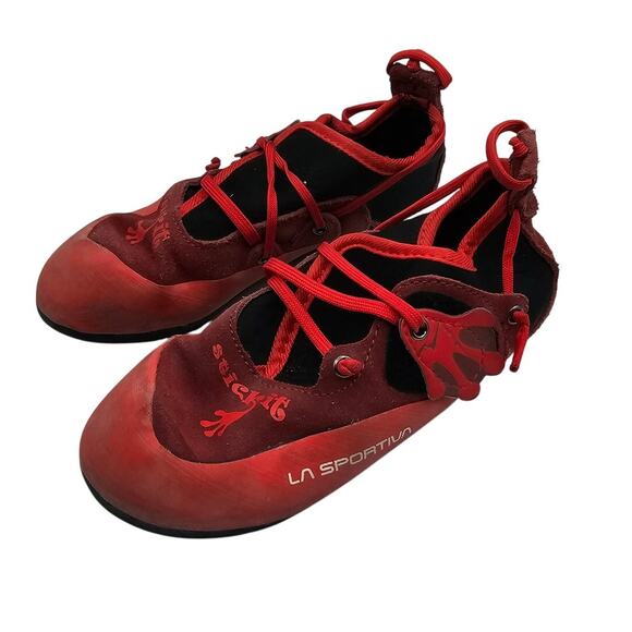 La Sportiva Stick It Kids Climbing Red Shoes US Size 2-3 EU 34-35 Chili Poppy - Picture 1 of 6